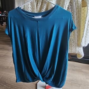 Rouched Front-Hem Top, Size Medium